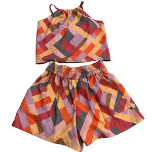 TRUCE Nordstrom Girls Size 14 Matching Set Geometric Crop Top & Shorts